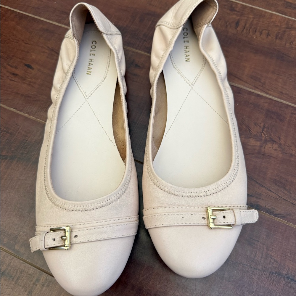 Cole Haan Women's Beige Buckle Flats - Picture 2 of 4